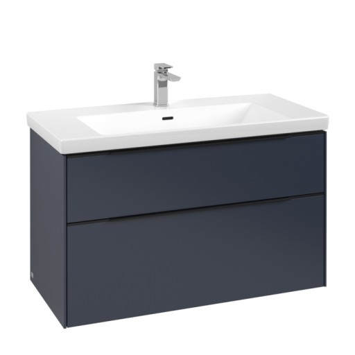 Dulap baza suspendat Villeroy & Boch Subway 3.0 973x576x478 mm cu doua sertare  Marine Blue  maner Volcano Black