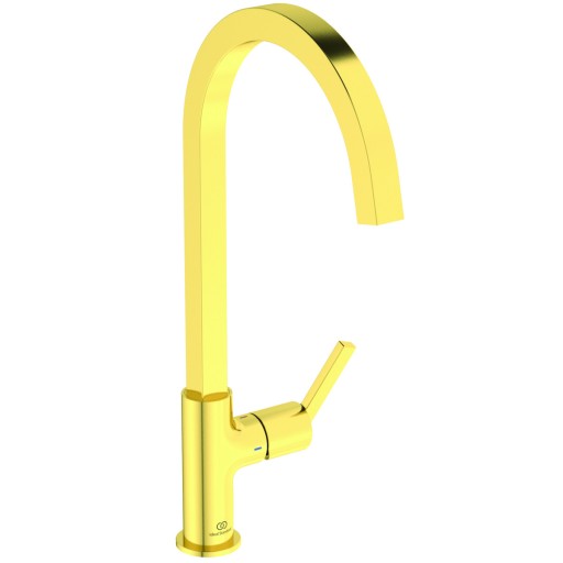 Baterie bucatarie Ideal Standard Gusto Square  306mm  pipa tubulara R rotativa  brushed gold