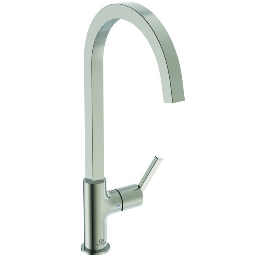 Baterie bucatarie Ideal Standard Gusto Square  306mm  pipa tubulara R rotativa  silver storm