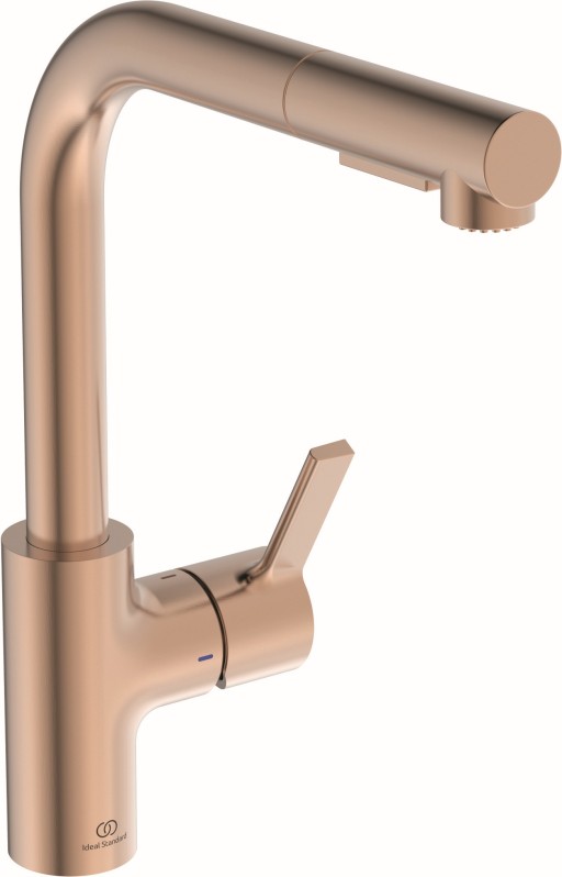 Baterie bucatarie Ideal Standard Gusto  295mm  pipa extractibila L rotativa  sunset rose