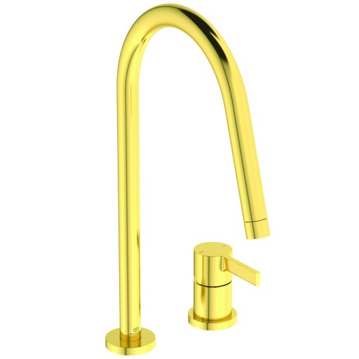 Baterie bucatarie Ideal Standard Gusto din 2 elemente  218mm  pipa R rotativa  brushed gold