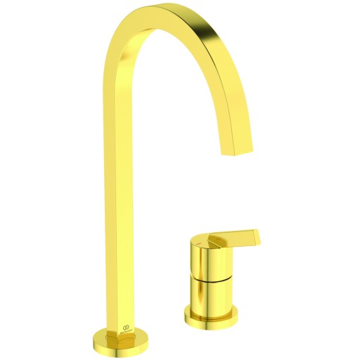 Baterie bucatarie Ideal Standard Gusto Square din 2 elemente  217mm  pipa R rotativa  brushed gold