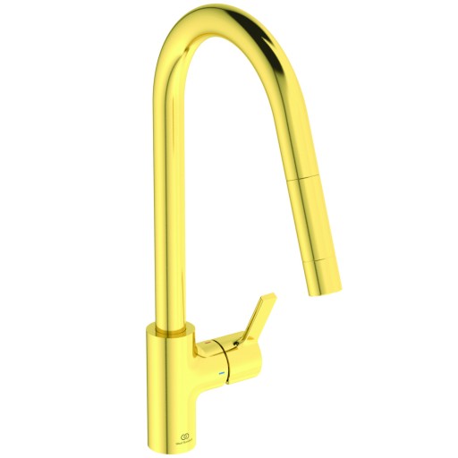 Baterie bucatarie Ideal Standard Gusto  235mm  dus extractibil  pipa R rotativa  brushed gold