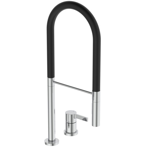 Baterie bucatarie Ideal Standard Gusto semi-pro din 2 elemente  142mm  pipa flexibila cu dus  crom