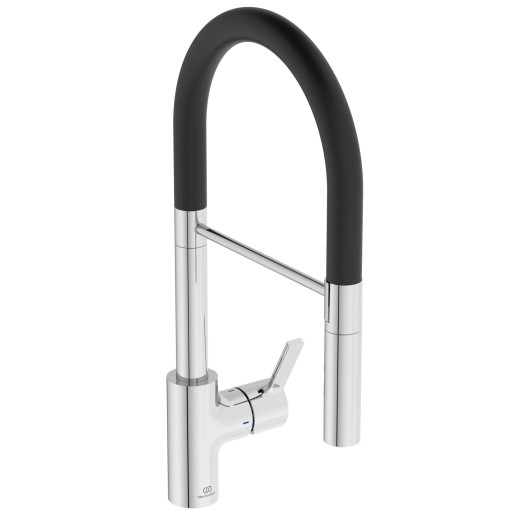 Baterie bucatarie Ideal Standard Gusto semi-pro  142mm  pipa flexibila cu dus  crom