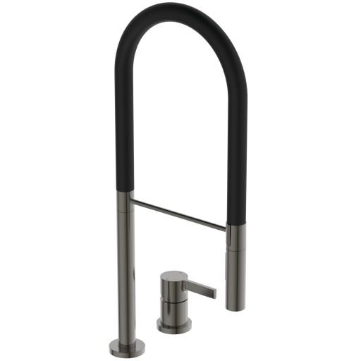 Baterie bucatarie Ideal Standard Gusto semi-pro din 2 elemente  142mm  pipa flexibila cu dus  magnetic grey