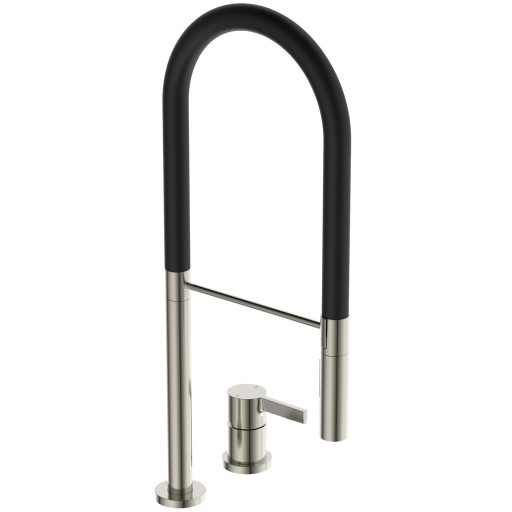Baterie bucatarie Ideal Standard Gusto semi-pro din 2 elemente  142mm  pipa flexibila cu dus  silver storm