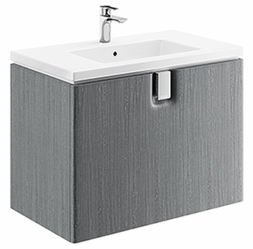 Set mobillier Kolo Twins Slim 80cm cu lavoar si dulap baza cu un sertar inchidere lenta  gri argintiu