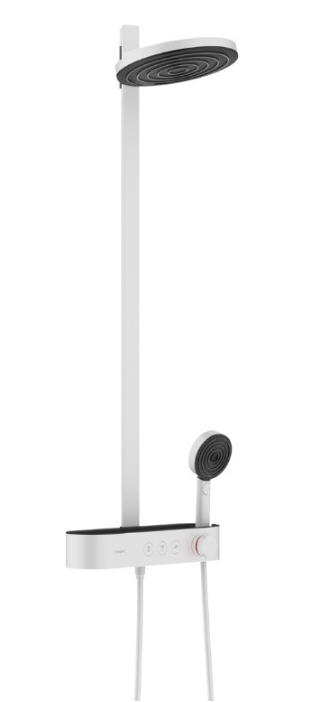 Coloana de dus Hansgrohe Pulsify S 260 2jet EcoSmart  cu baterie termostatata ShowerTablet Select 400  alb mat