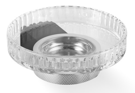Savoniera cu suport de perete Decor Walther Club WSS  6cm  cristal fatetat  negru mat-crom