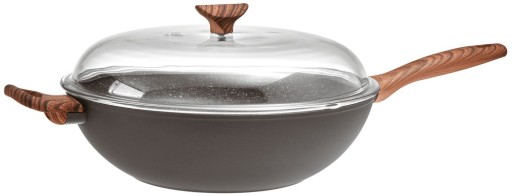 Tigaie tip WOK cu capac Sambonet Rock & Rose 32cm  5.7 litri  inductie  negru