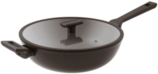 Tigaie tip WOK cu capac Sambonet Titan Pro Double 30cm  5 litri  inductie  negru