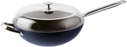 Tigaie tip WOK cu capac Sambonet Midnight Blue 32cm  inductie  albastru
