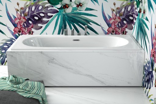Cada baie rectangulara Besco Vitae Slim+ 150x75cm  acril  preaplin rectangular auriu