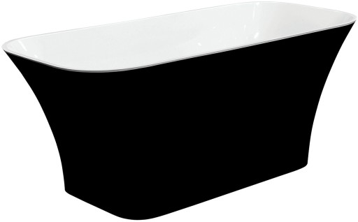 Cada freestanding Besco Assos Black & White 160x70cm  negru-alb  ventil click-clack cu top cleaning alb