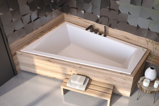Cada baie asimetrica Besco Intima Duo Slim 180x125cm  acril  incastrabila  orientare stanga