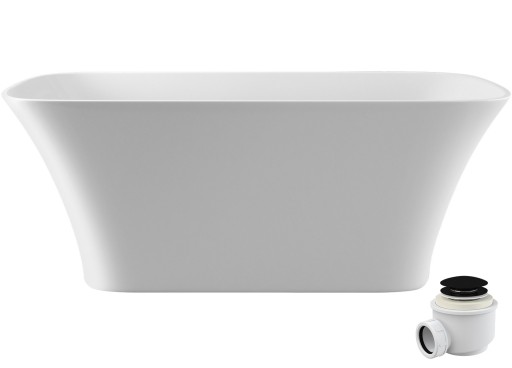 Cada freestanding Besco Assos S-Line 160x70cm  alba  ventil click-clack cu top cleaning negru mat