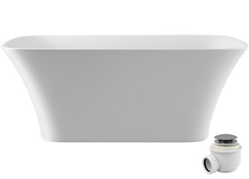 Cada freestanding Besco Assos S-Line 160x70cm  alba  ventil click-clack cu top cleaning crom