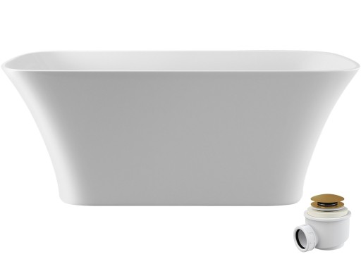 Cada freestanding Besco Assos S-Line 160x70cm  alba  ventil click-clack cu top cleaning auriu