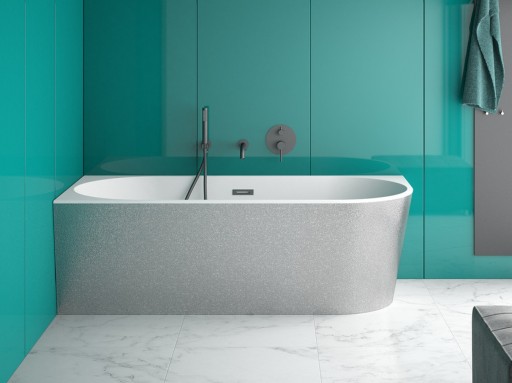 Cada de colt freestanding Besco Zoya Glam 150x75cm  orientare stanga  argintiu