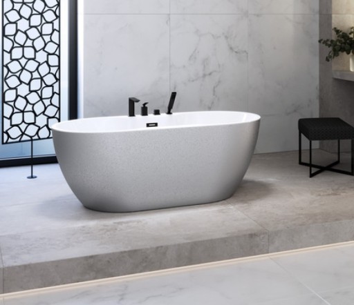 Cada freestanding Besco Navia Glam 140x75cm  argintiu