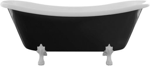 Cada retro freestanding Besco Amelia Black & White 190x77cm cu picioare albe
