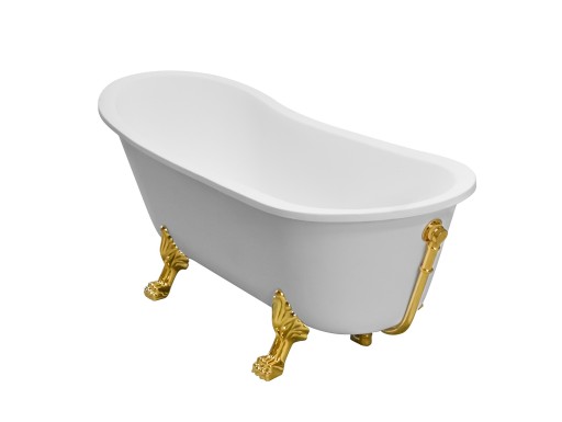 Cada retro freestanding Besco Olaya 160x68cm cu picioare aurii
