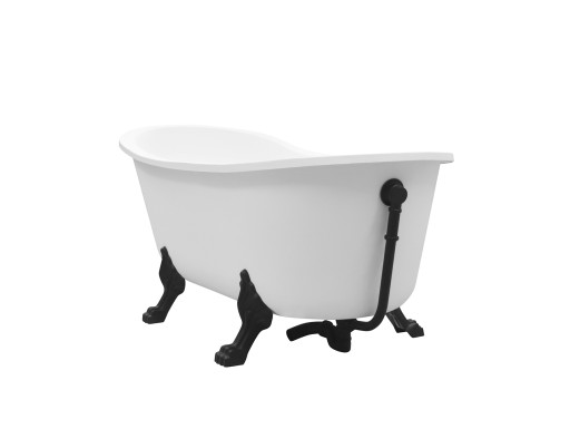 Cada retro freestanding Besco Olaya 160x68cm cu picioare negru mat