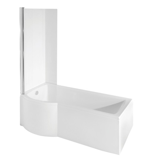 Cada baie asimetrica Besco Inspiro 160x70cm cu paravan sticla 1 element  orientare stanga