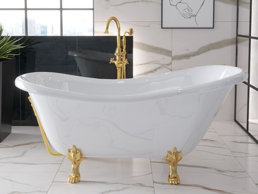 Cada retro freestanding Besco Otylia 170x77cm cu picioare aurii