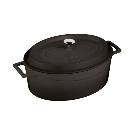 Cratita din fonta emailata Paderno Cast Iron 29cm  4.8 litri  capac fonta inclus  negru