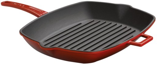 Tigaie gratar din fonta emailata Paderno Cast Iron  26x32cm  rosu
