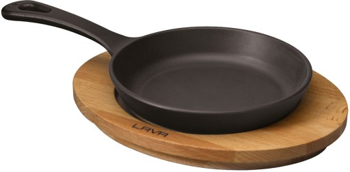 Tigaie din fonta emailata Paderno Cast Iron 16cm  negru  suport lemn