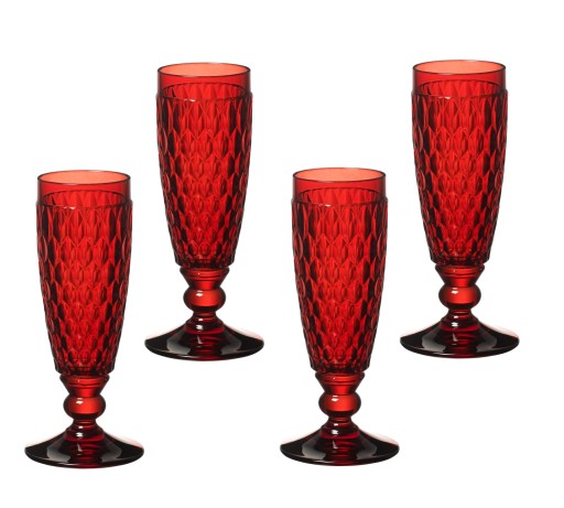 Set 4 pahare sampanie Villeroy & Boch Boston Flute rosu 163mm  0 15 litri