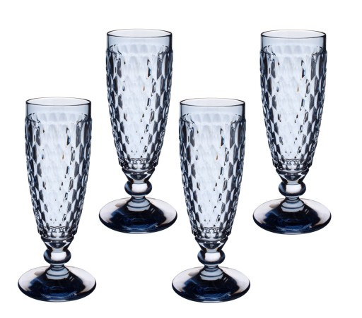 Set 4 pahare sampanie Villeroy & Boch Boston Flute albastru 163mm  0 15 litri