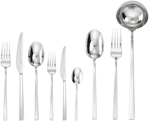 Set tacamuri Sambonet Linea Q Solid Handle  75 piese  inox placat cu argint