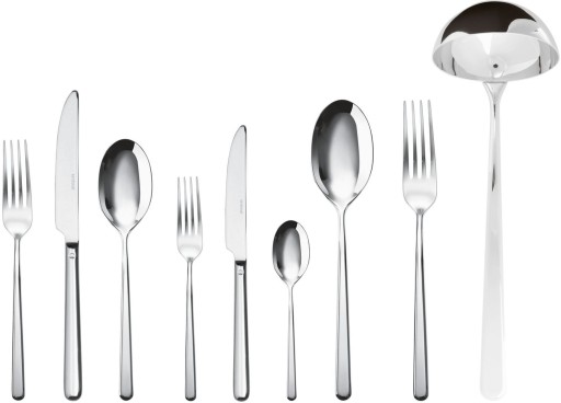 Set tacamuri Sambonet Linear Solid Handle  75 piese  inox placat cu argint
