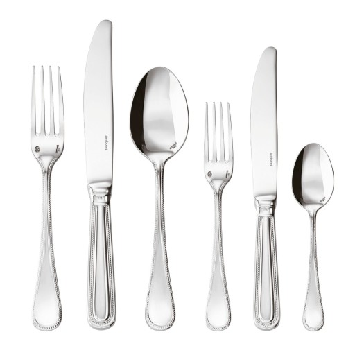 Set tacamuri Sambonet Perles Orfevre Handle  32 piese  inox placat cu argint