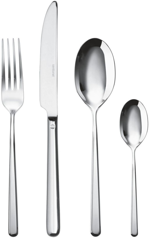 Set tacamuri Sambonet Linear  Solid Handle  4 piese  inox placat cu argint