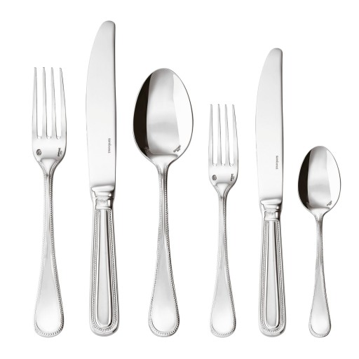 Set tacamuri Sambonet Perles Orfevre Handle  72piese  inox placat cu argint
