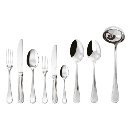 Set tacamuri Sambonet Perles Solid Handle  75 piese  inox placat cu argint