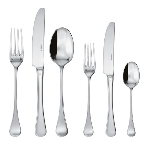 Set tacamuri Sambonet Queen Anne Solid Handle  36 piese  inox placat cu argint