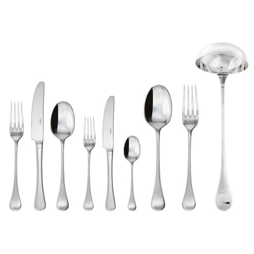Set tacamuri Sambonet Queen Anne Solid Handle  75 piese  inox placat cu argint