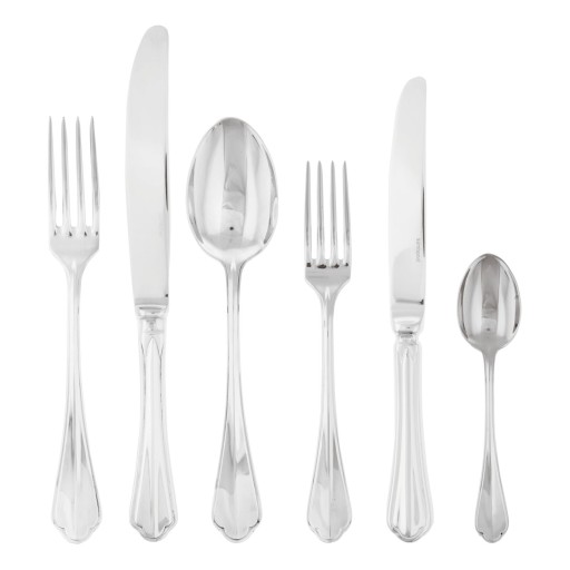 Set tacamuri Sambonet Rome Solid Handle  72 piese  inox placat cu argint