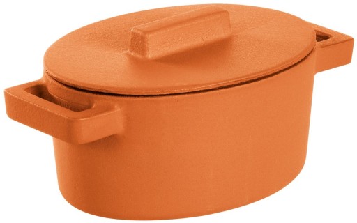 Cratita ovala din fonta emailata Sambonet Terra.Cotto  design Vasques Stefania  capac fonta  13x10cm  450ml  Curry
