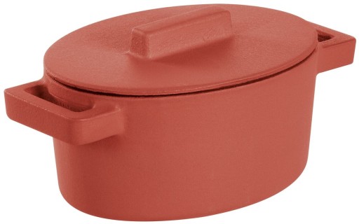 Cratita ovala din fonta emailata Sambonet Terra.Cotto  design Vasques Stefania  capac fonta  13x10cm  450ml  Paprika