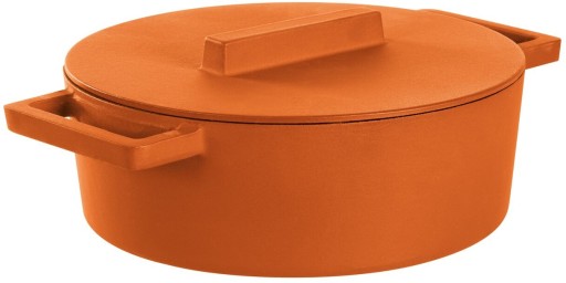 Cratita ovala din fonta emailata Sambonet Terra.Cotto  design Vasques Stefania  capac fonta  30x25cm  5 litri  Curry