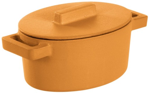 Cratita ovala din fonta emailata Sambonet Terra.Cotto  design Vasques Stefania  capac fonta  13x10cm  450ml  Vanilla