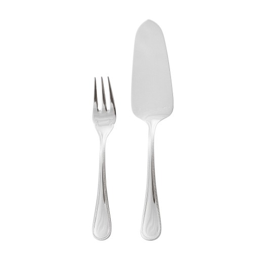 Set tacamuri desert Sambonet Perles  13 piese  inox placat cu argint