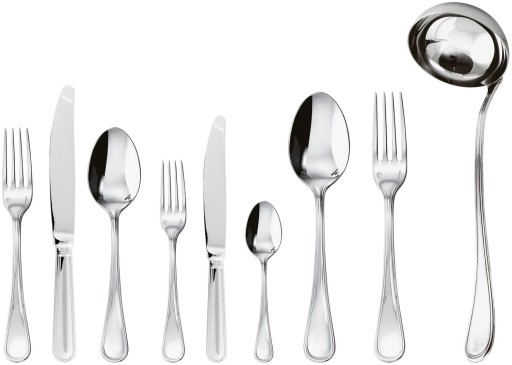 Set tacamuri Sambonet Contour Orfevre Handle  75 piese  inox placat cu argint